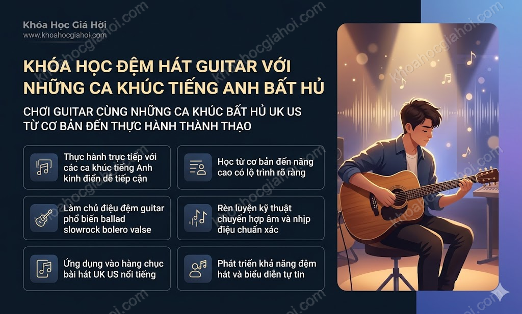 Khóa Học Đệm Hát Guitar Với Những Ca Khúc Tiếng Anh Bất Hủ