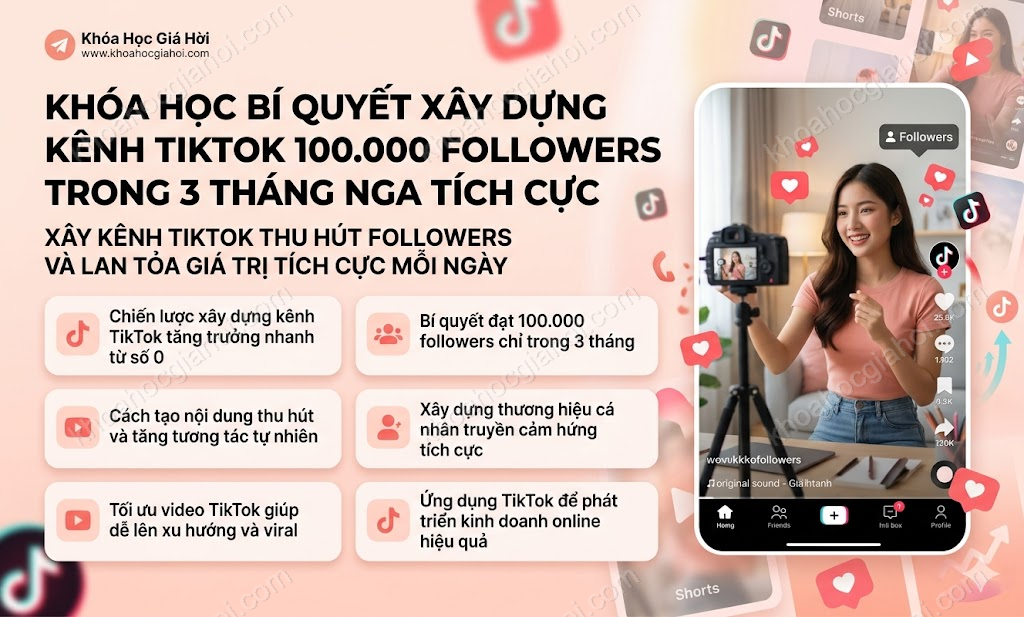 Khóa Học Bí Quyết Xây Dựng Kênh Tiktok 100.000 Followers Trong 3 Tháng Nga Tích Cực