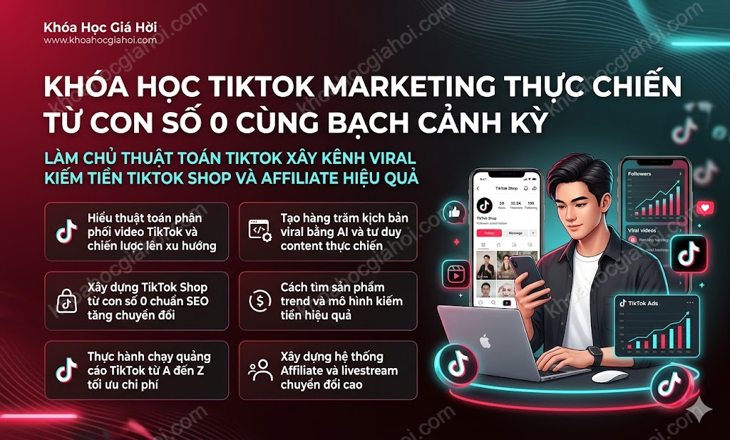 Khóa Học Tiktok Marketing Thực Chiến Từ Con Số 0 Cùng Bạch Cảnh Kỳ