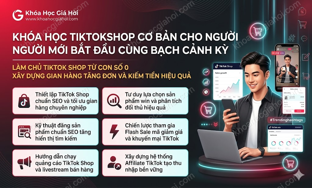 Khóa Học Tiktokshop Cơ Bản Cho Người Mới Bắt Đầu Cùng Bạch Cảnh Kỳ