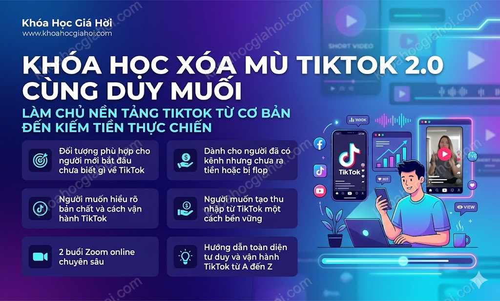 Khóa Học Xóa Mù Tiktok 2.0 Cùng Duy Muối