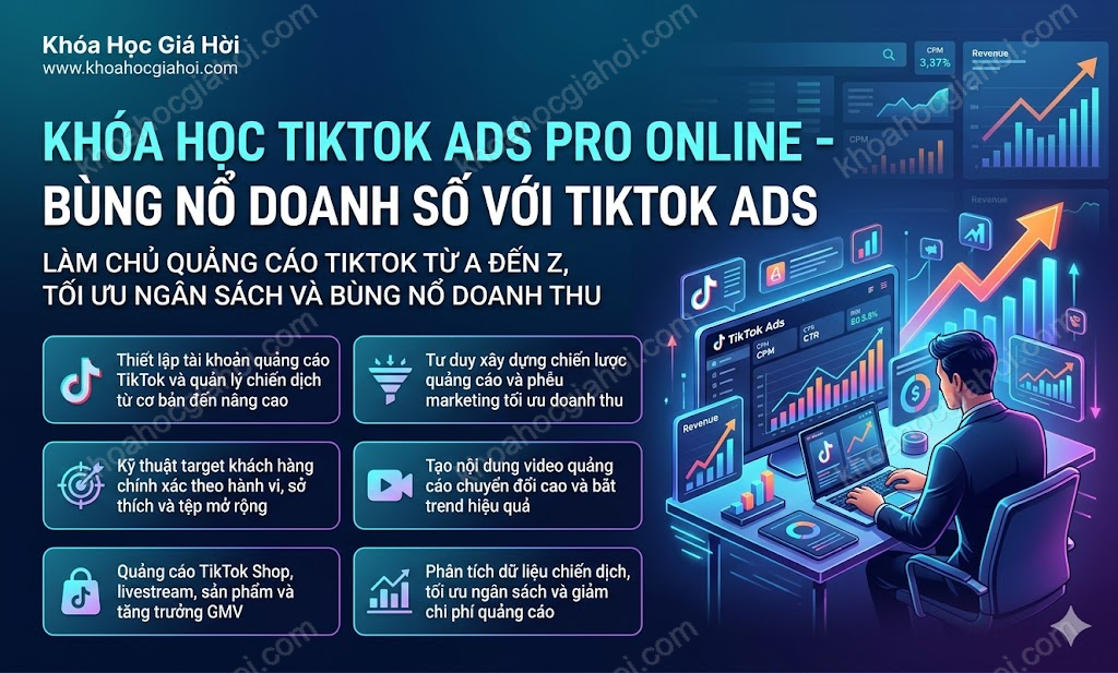 Khóa Học Tiktok Ads Pro Online - Bùng Nổ Doanh Số Với Tiktok Ads