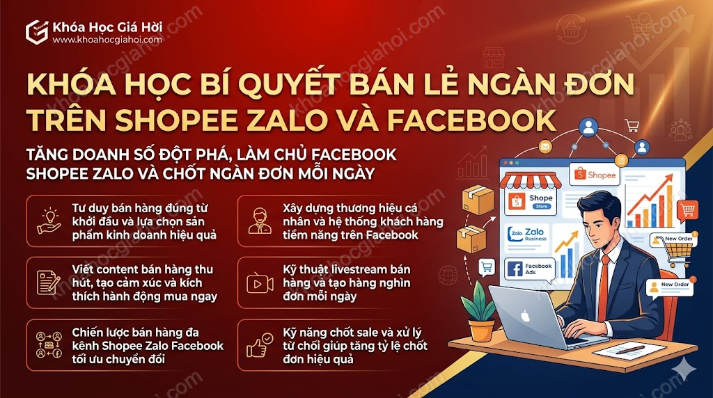 Khóa Học Bí Quyết Bán Lẻ Ngàn Đơn Trên Shopee Zalo Và Facebook