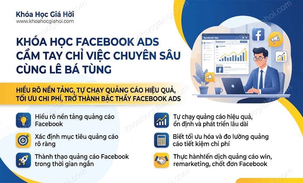 Khóa Học Facebook Ads Cầm Tay Chỉ Việc Chuyên Sâu Cùng Lê Bá Tùng