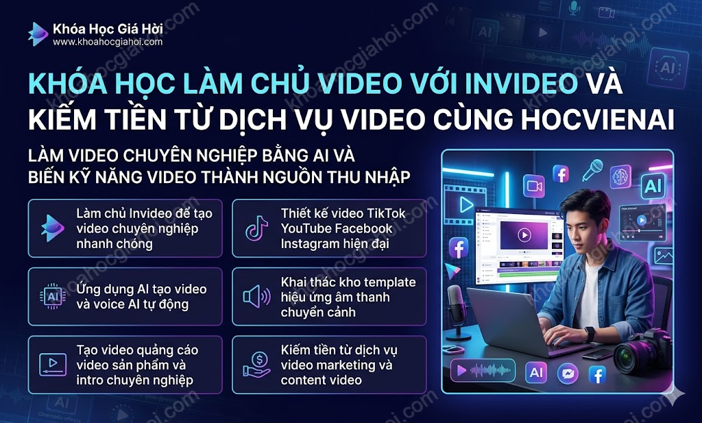 Khóa Học Làm Chủ Video Với Invideo Và Kiếm Tiền Từ Dịch Vụ Video Cùng Hocvienai