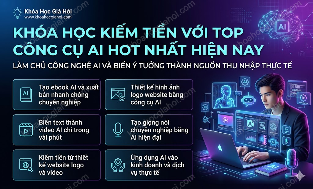 Khóa Học Kiếm Tiền Với Top Công Cụ AI Hot Nhất Hiện Nay