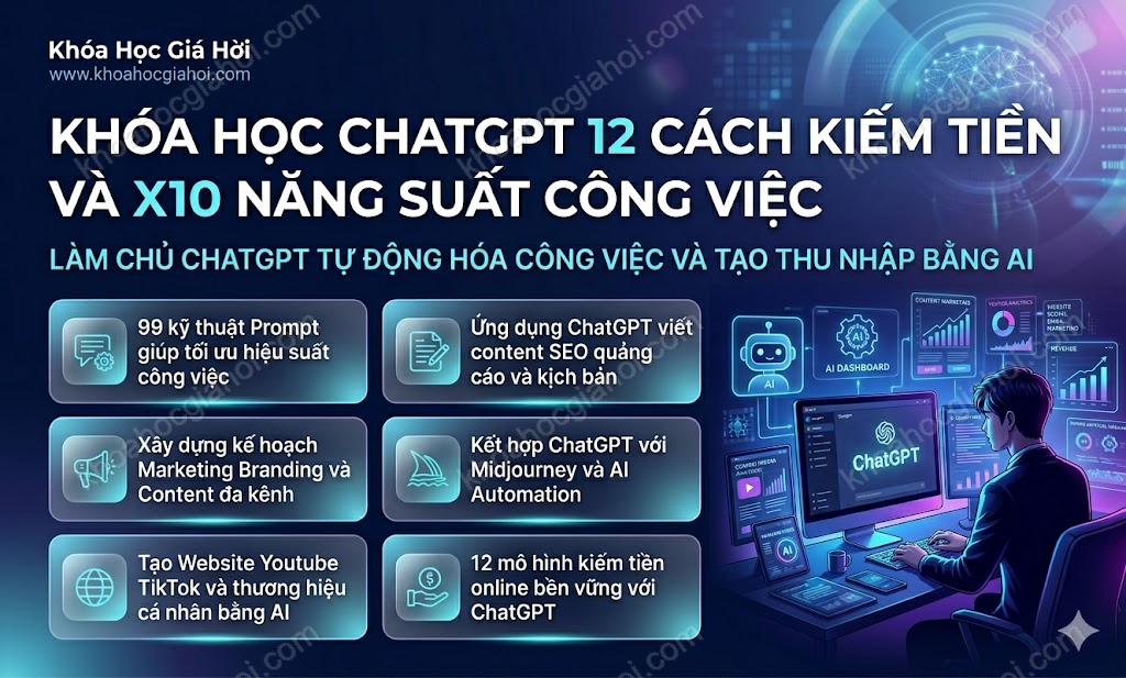 Khóa Học Chatgpt: 12 Cách Kiếm Tiền Và X10 Năng Suất Công Việc