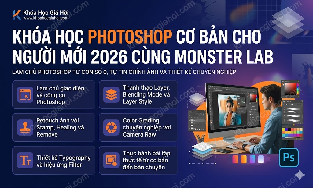 Khóa Học Photoshop Cơ Bản Cho Người Mới 2026 Cùng Monster Lab