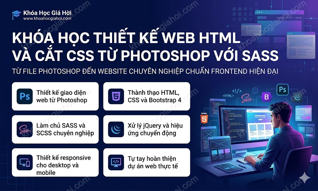 Khóa Học Thiết Kế Web Html Và Cắt Css Từ Photoshop Với Sass