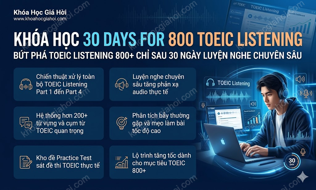 Khóa Học 30 Days For 800 Toeic Listening
