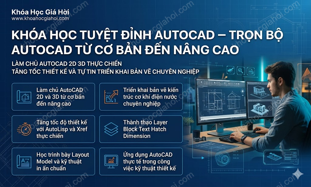 Khóa Học Tuyệt Đỉnh Autocad – Trọn Bộ Autocad Từ Cơ Bản Đến Nâng Cao