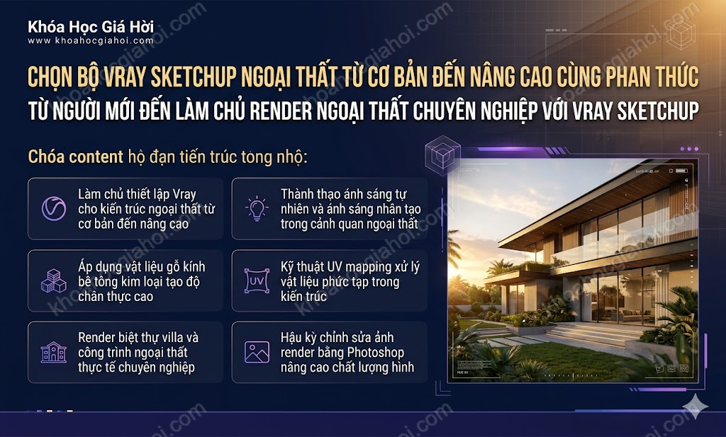 Chọn Bộ Vray Sketchup Ngoại Thất Từ Cơ Bản Đến Nâng Cao Cùng Phan Thức