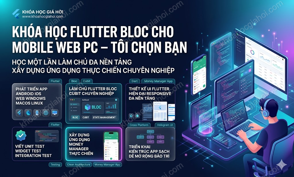 Khóa Học Flutter Bloc Cho Mobile, Web, Pc – Tôi Chọn Bạn