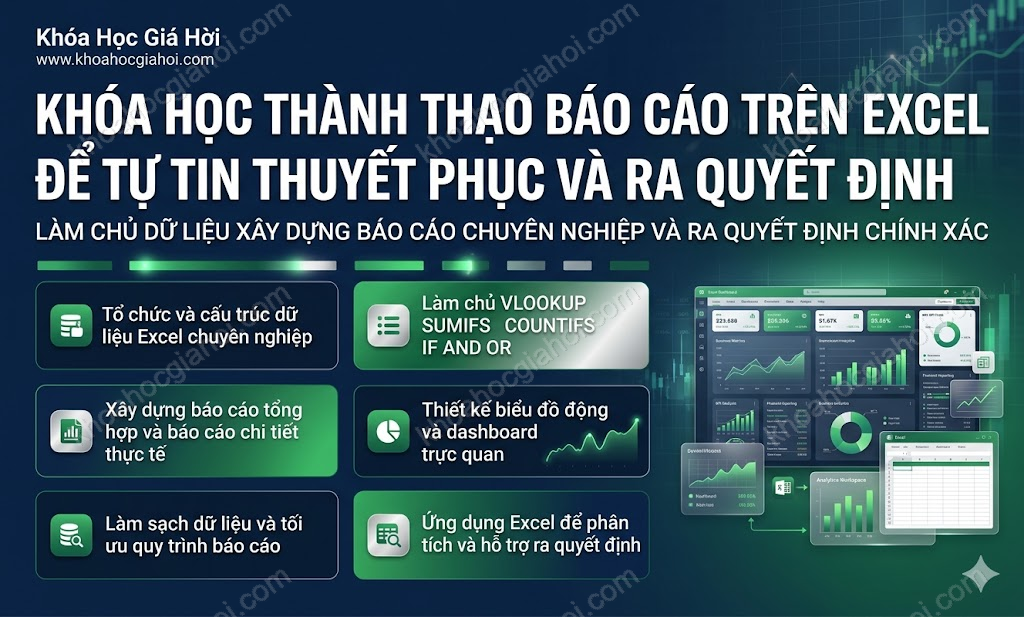 Khóa học Thành thạo báo cáo trên Excel để tự tin thuyết phục và ra quyết định
