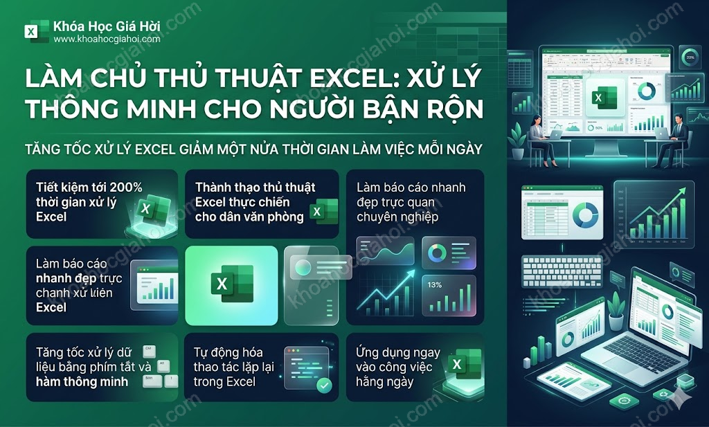 Khóa học Làm chủ thủ thuật Excel: Xử lý thông minh cho người bận rộn