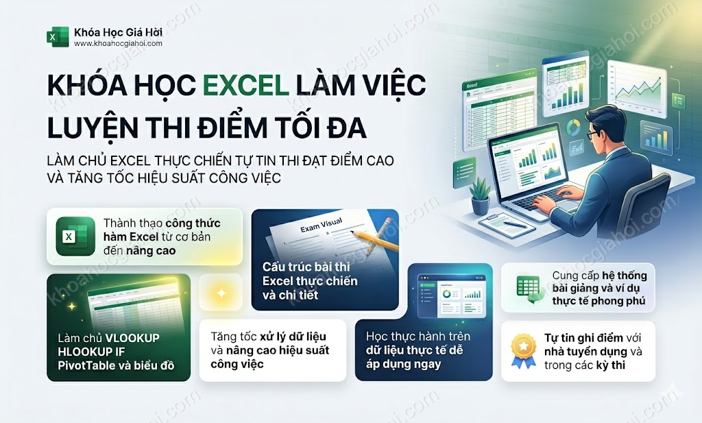 Khóa Học Excel - Làm Việc Tăng Năng Suất, Luyện Thi Điểm Tối Đa