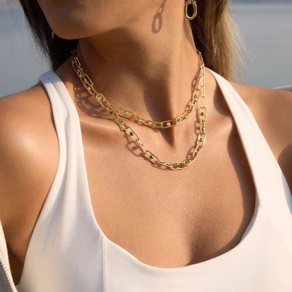 Collier Lien De Vert Et D'Or