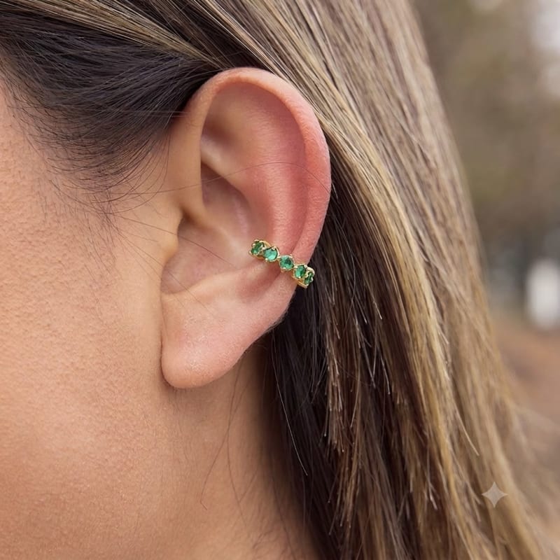 Ear cuff Elixir Vert — vue portée