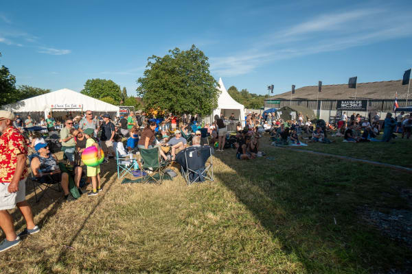 Crowd relaxing on the grass, Home Farm Fest 2026