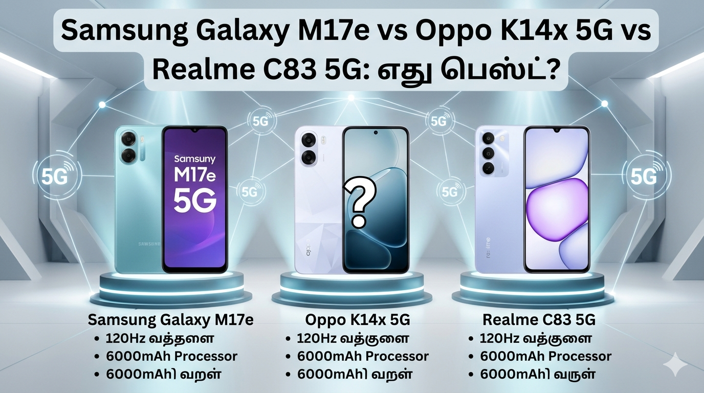 Samsung Galaxy M17e vs Oppo K14x 5G vs Realme C83 5G: எது பெஸ்ட், எதை வாங்குவது Worth?
