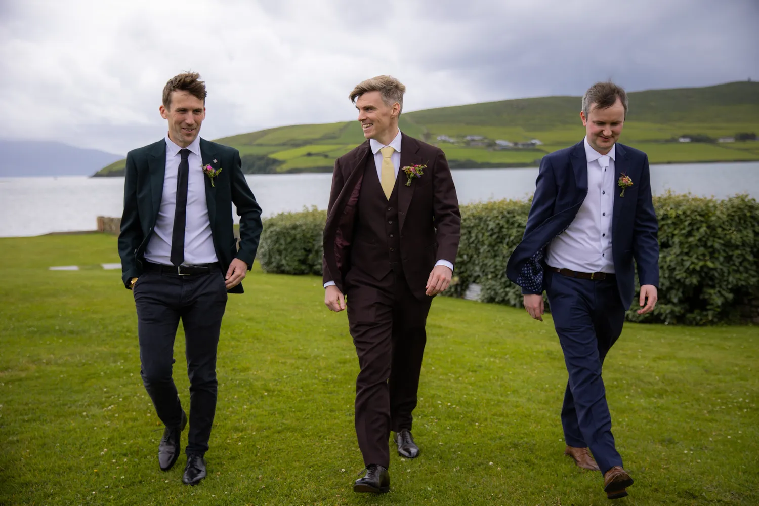 Grooms men walking pre wedding