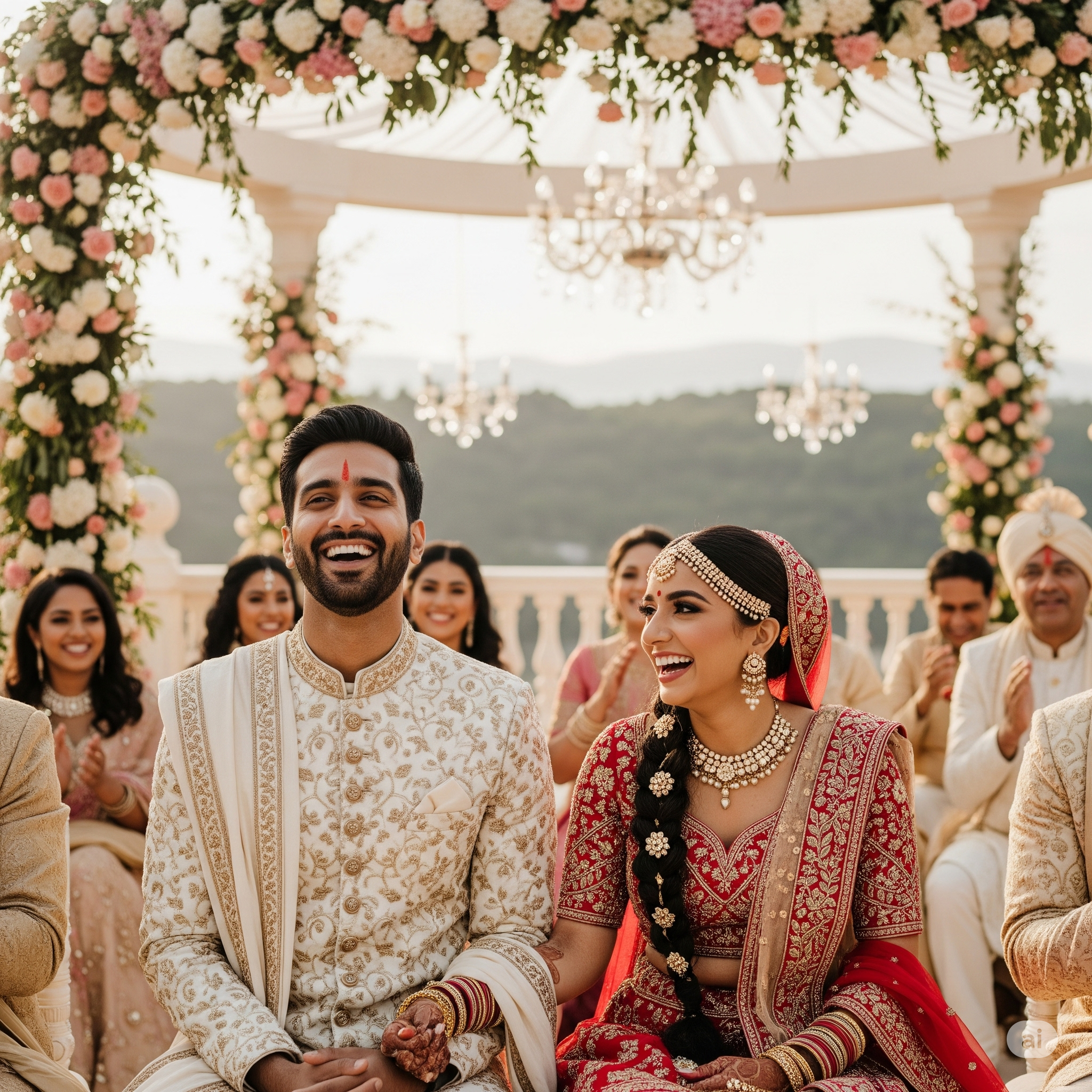 A couple exchanging wedding vows