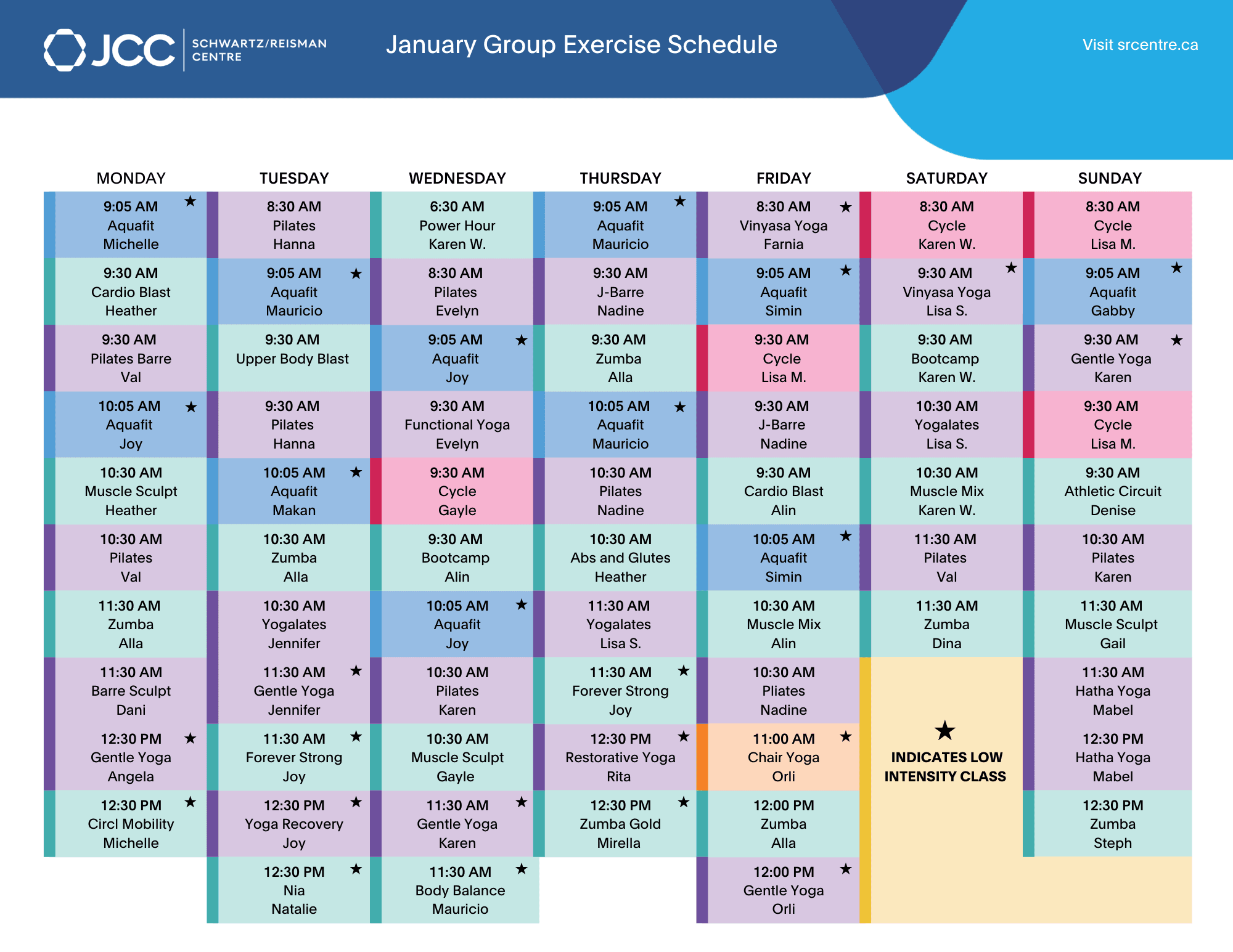 Group Fitness Class Schedule