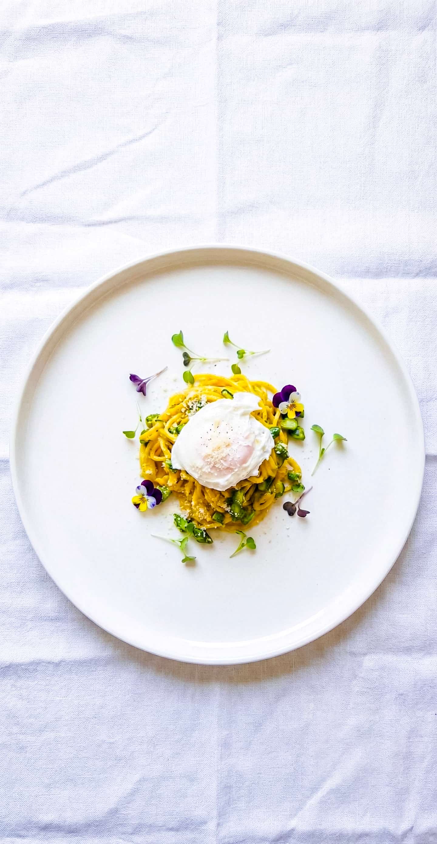 Spaghetti mit pochiertem Ei