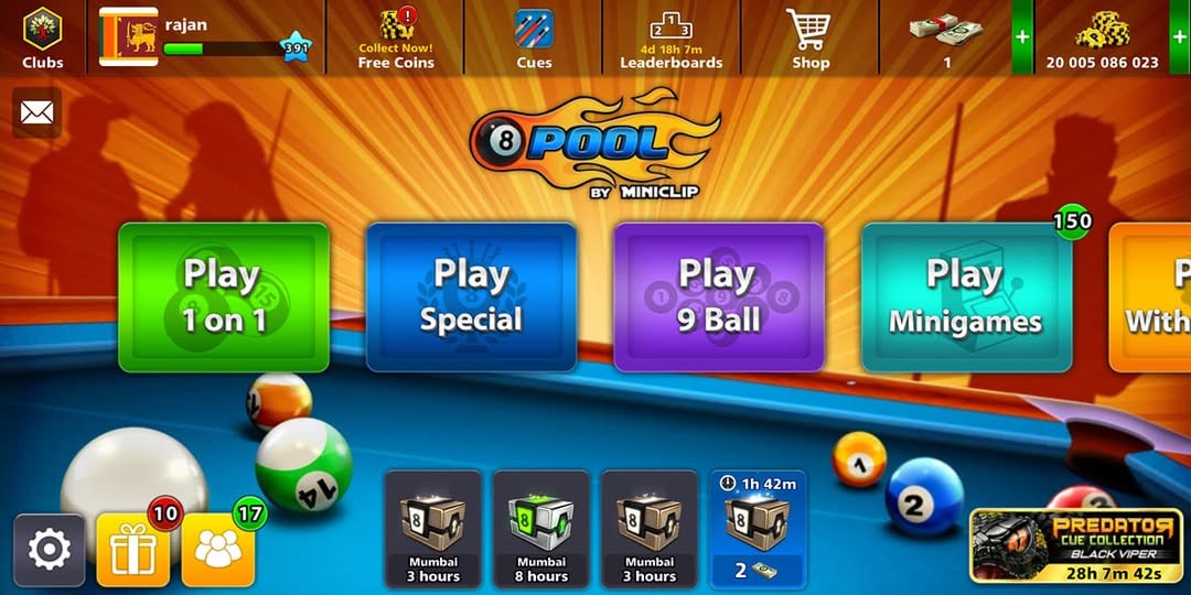 (IOS/Android/Miniclip/Facebook) 8 Ball Pool Account – Diamond 19 Billion Coin 20 Legendary Cues 300 level CASH under 1000 (Mini/Gmail)