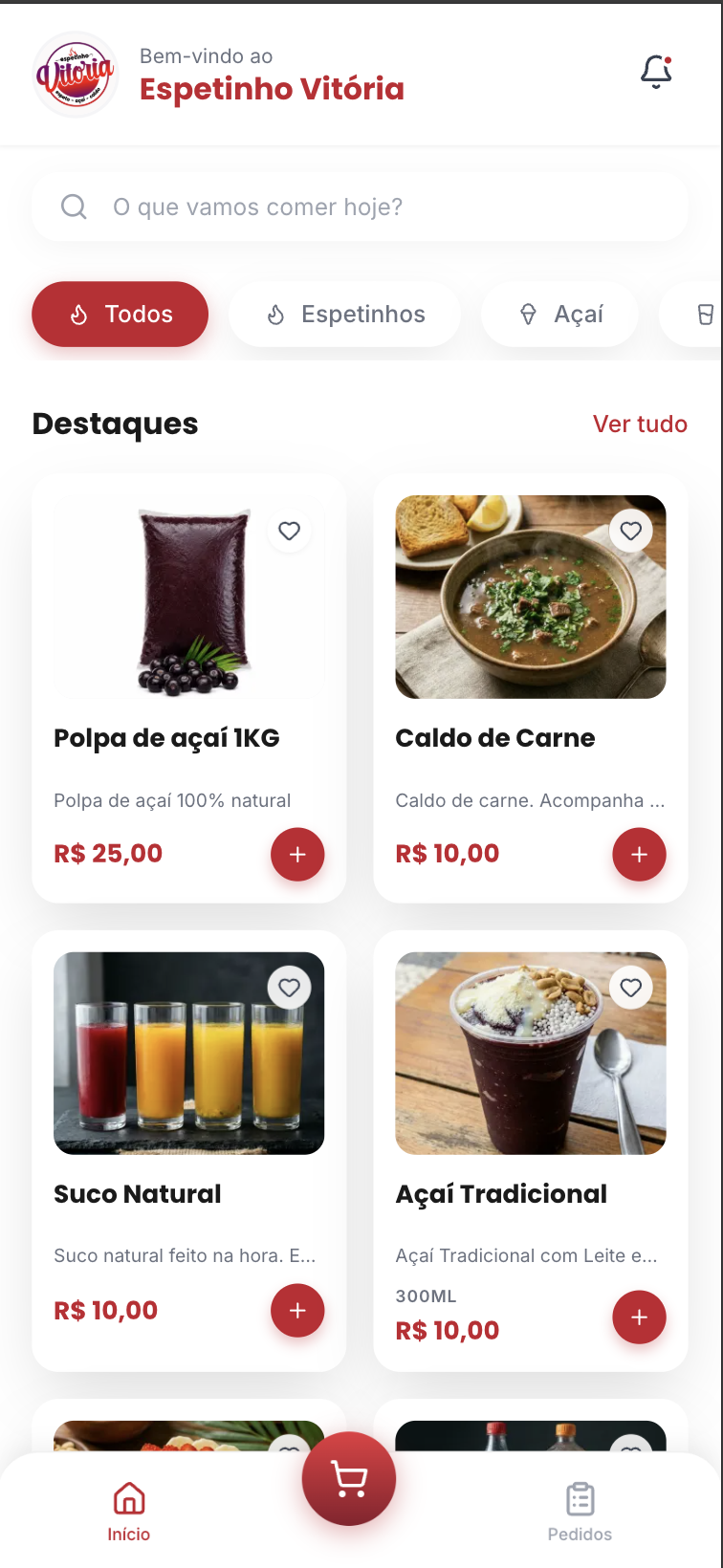 Cardápio Inicial