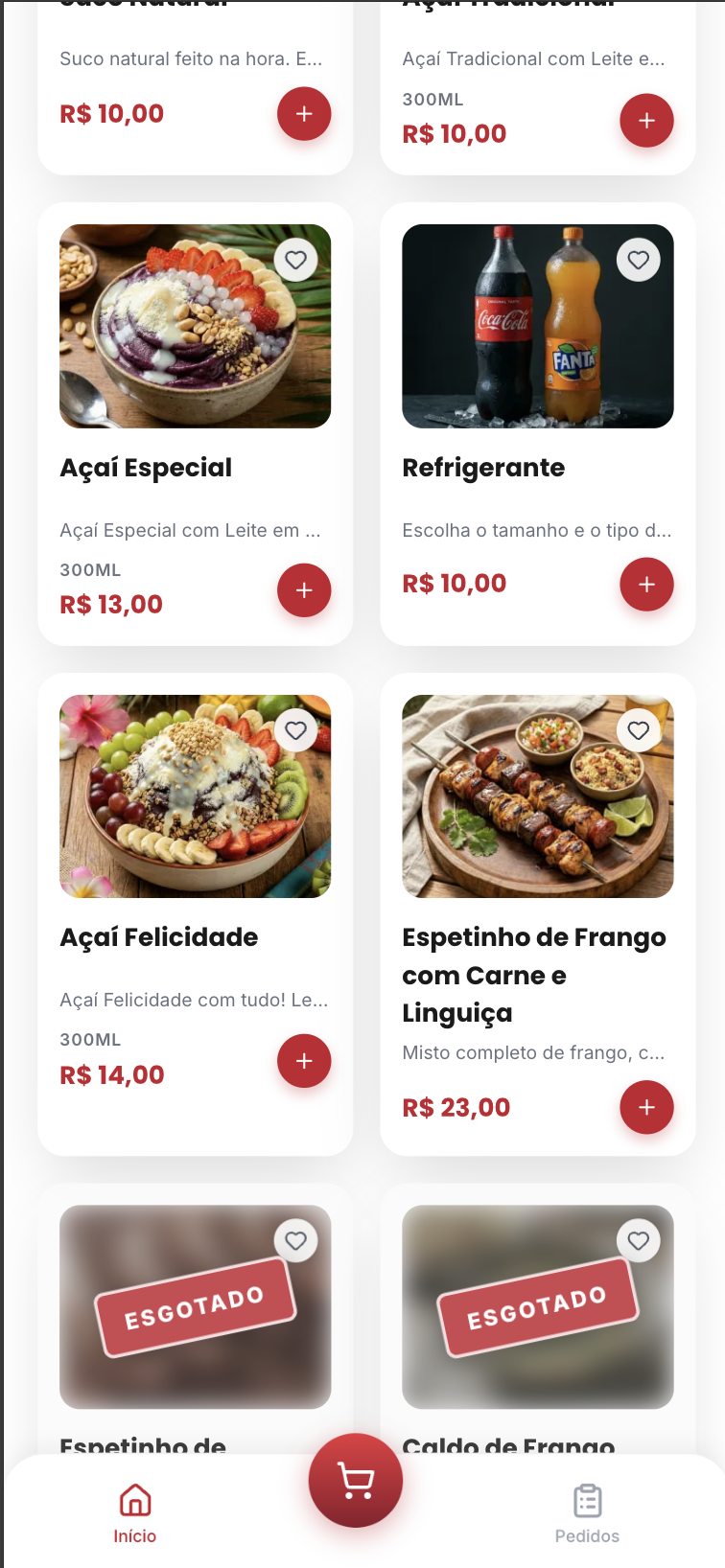 Navegação Cardápio