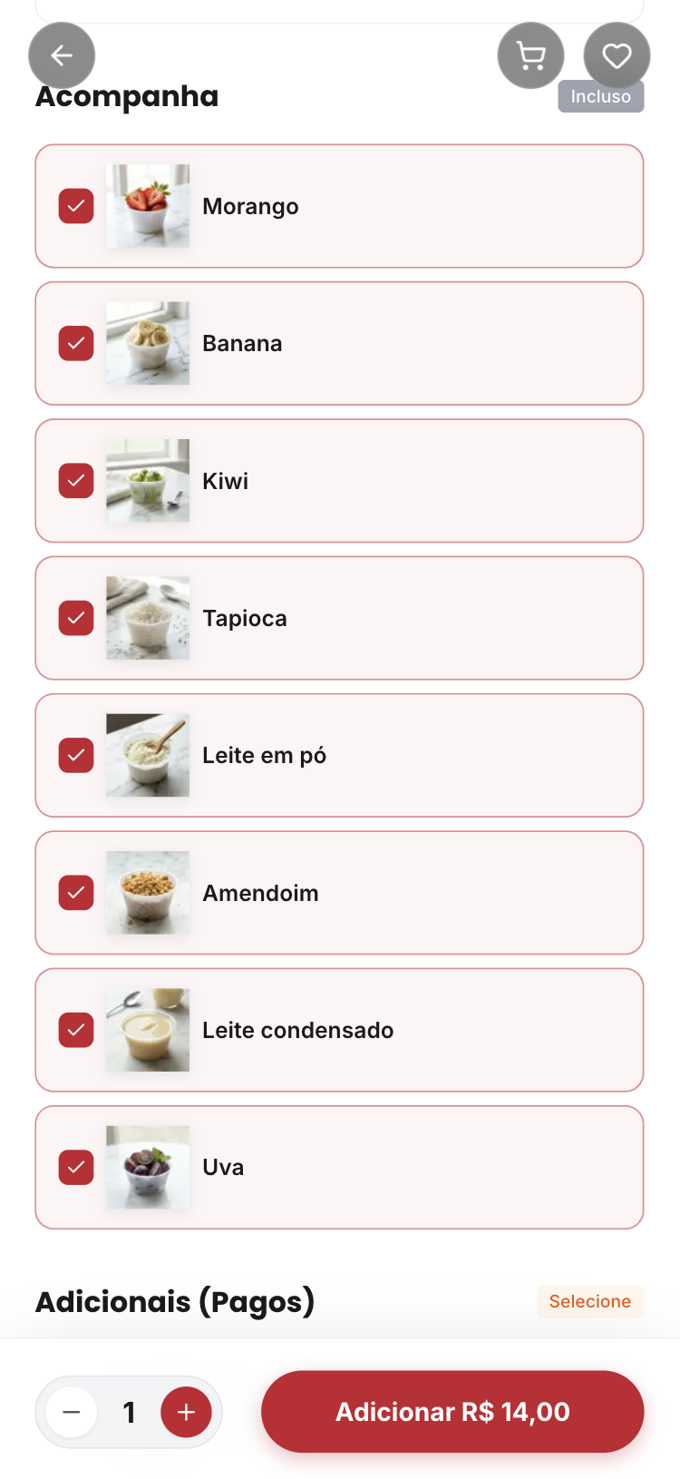 Seleção de Adicionais