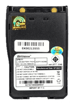แบตเตอรี่วิทยุสื่อสาร SPENDER รุ่น TC-FI14 หรือ TC-FI25 Li-ion 7.4V 1600mAh ของแท้ รับประกัน6เดือน โดย บริษัท Spender