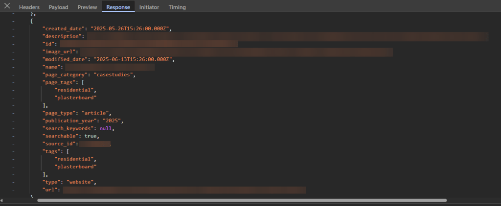 API response