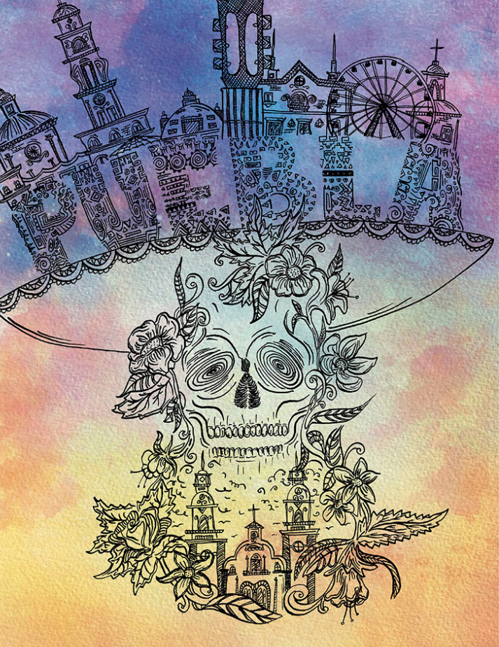 Versión final en acuarela inspirada en Puebla