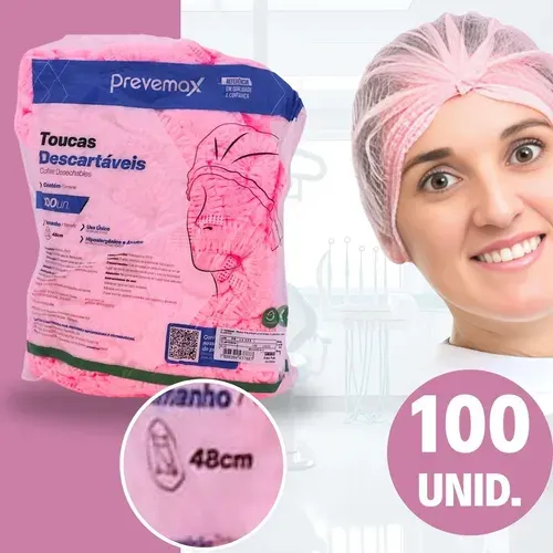 TOUCA SANFONADA ELASTICO ROSA C/100UND RDES00269-PREVEMAX