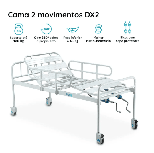 CAMA HOSPITALAR 2 MOV MANUAL DX2 180KG - DELLAMED