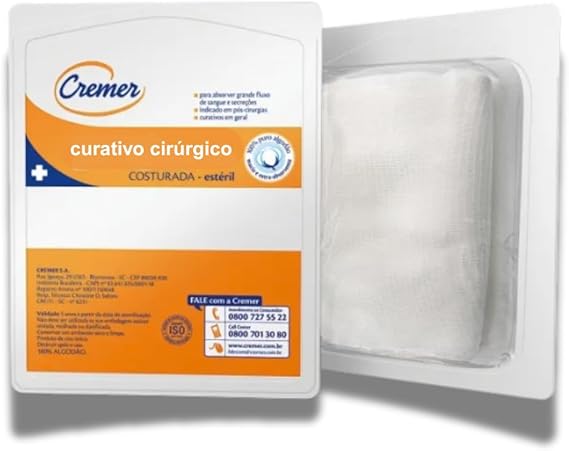 CURATIVO GAZE ALGODONADA COSTURADA ESTERIL 15 X 30CM (30X60) CREMER