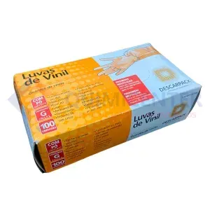 LUVA PROC DESC. DE VINIL COM PA CX/ 100UN TAM G - DESCARPACK