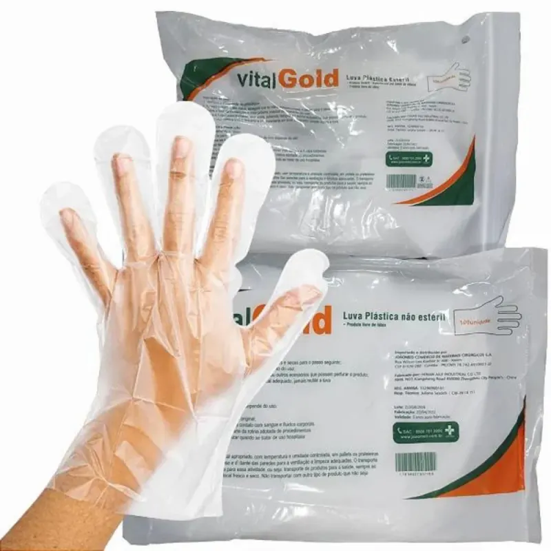 LUVA PLASTICA ESTERIL C/100 - VITALGOLD