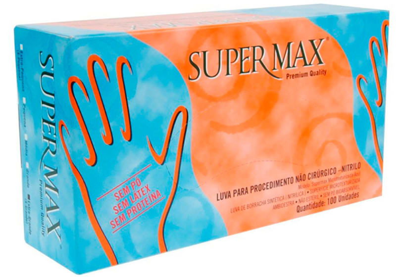LUVA NITRILICA TAM M PREMIUM QUALITY SEM PO (AZUL) C-100 - SUPERMAX