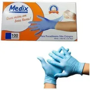 LUVA NITRILICA SEM PO (AZUL) TAM G C /100 - MEDIX