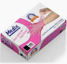 LUVA NITRILICA S/PO ROSA TAM P 100UN - MEDIX