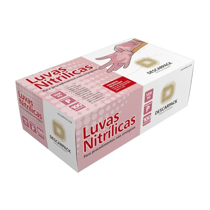 LUVA NITRILICA S/PO ROSA TAM P - DESCARPACK