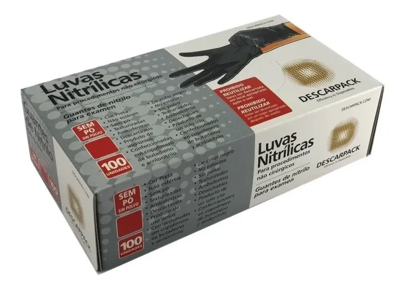 LUVA NITRILICA S/PO PRETA G - DESCARPACK
