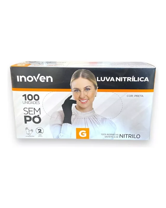 LUVA NITRILICA PRETA G - INDL - (10X100) CX C/1000 -LOTE:ILNIB075 VAL.01/05/2030