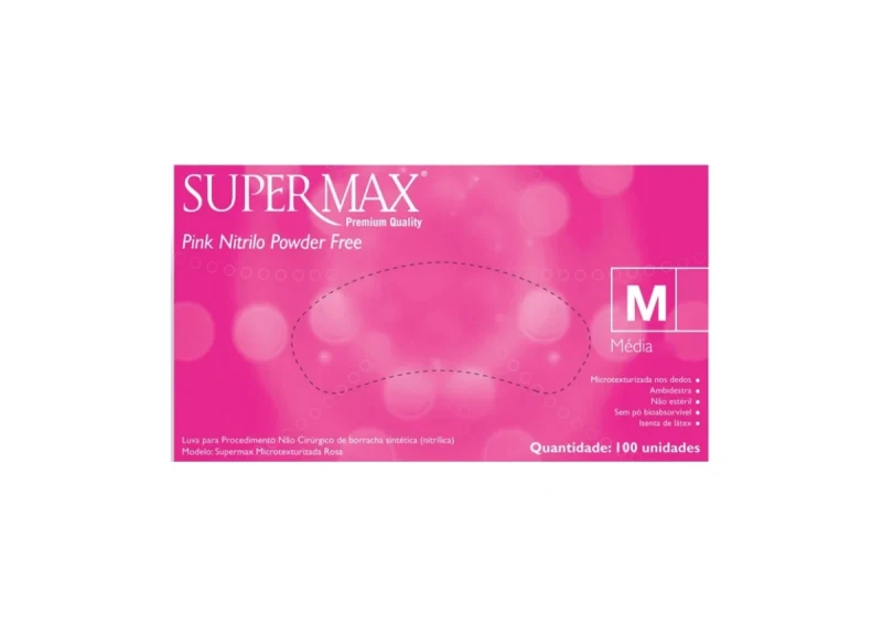 LUVA NITRILICA PINK TAM M PREMIUM QUALITY C/100 SUPERMAX