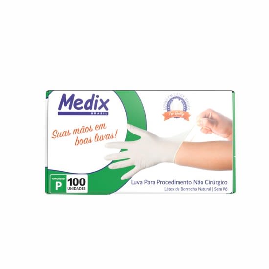 LUVA LATEX SEM PO TAM P C/ 100 MEDIX