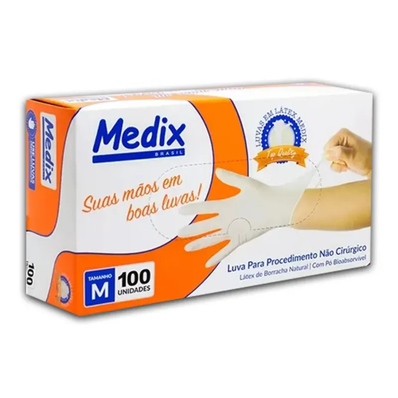 LUVA LATEX COM PO TAM M C /100 - MEDIX