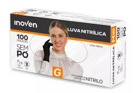 LUVA DE NITRILO PRETA USO GERAL G C/100UN